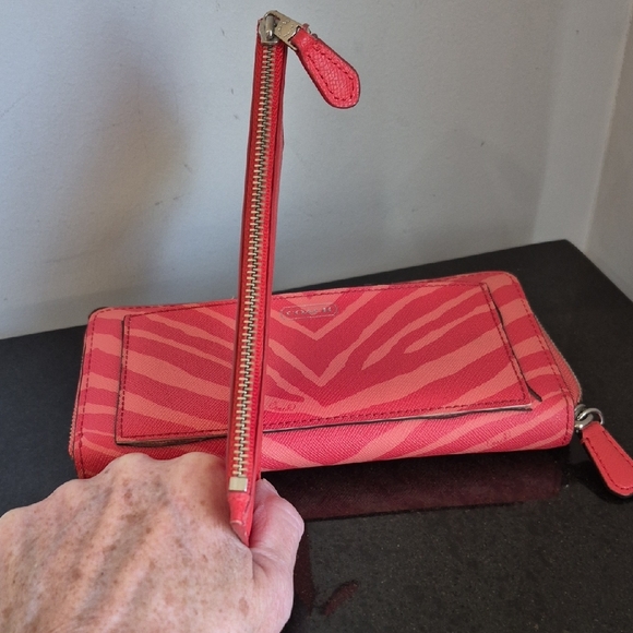 Coach Coral Zebra Print Wallet and Pouch Set - Picture 13 of 16